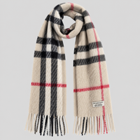 Vintage Burberry Schal Nr. 1 in Creme Karo, ganz ausgebreitet