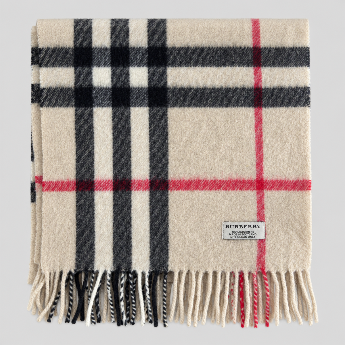 Burberry Schal Nr. 1 in Creme Karo aus Kaschmir, zusammengelegt