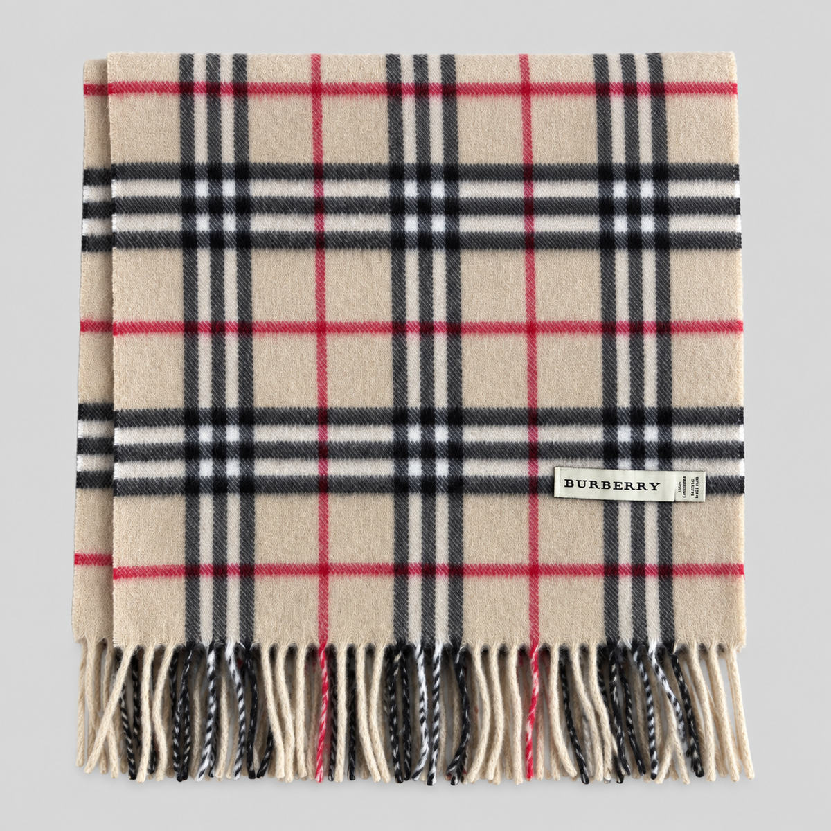 Burberry Schal Nr. 2 in Kamelbraun Karo aus Kaschmir, zusammengelegt