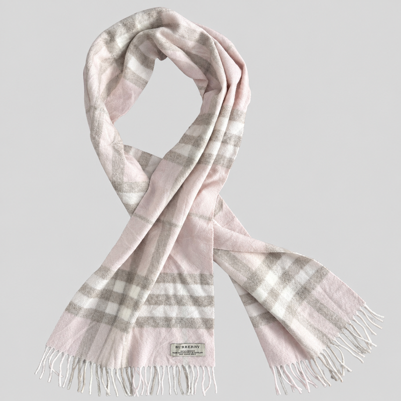 Vintage Burberry Schal Nr. 3 in Creme Karo, ganz ausgebreitet