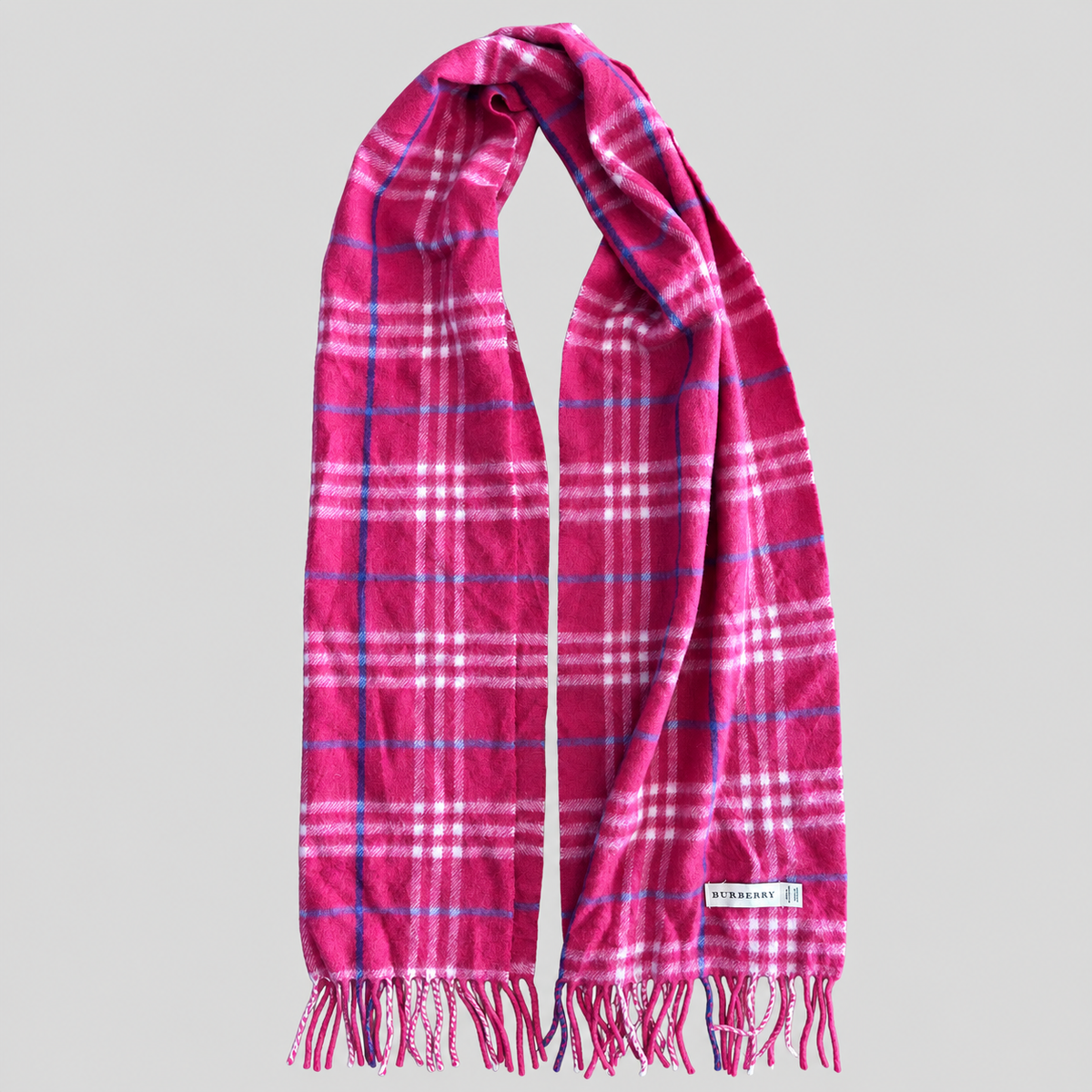 Vintage Burberry Schal Nr. 7 in Rosa Karo, ganz ausgebreitet