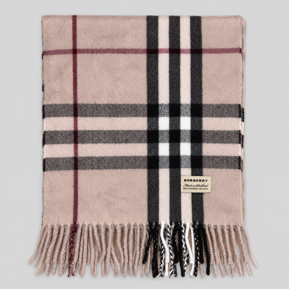 Burberry Schal Nr. 9 in Altrosa Karo aus Kaschmir und Seide, zusammengelegt