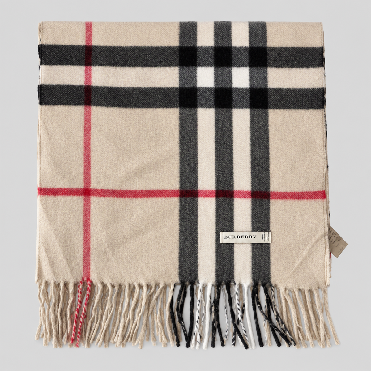 Burberry Schal Nr. 12 in Kamelbraun Karo aus Kaschmir, zusammengelegt