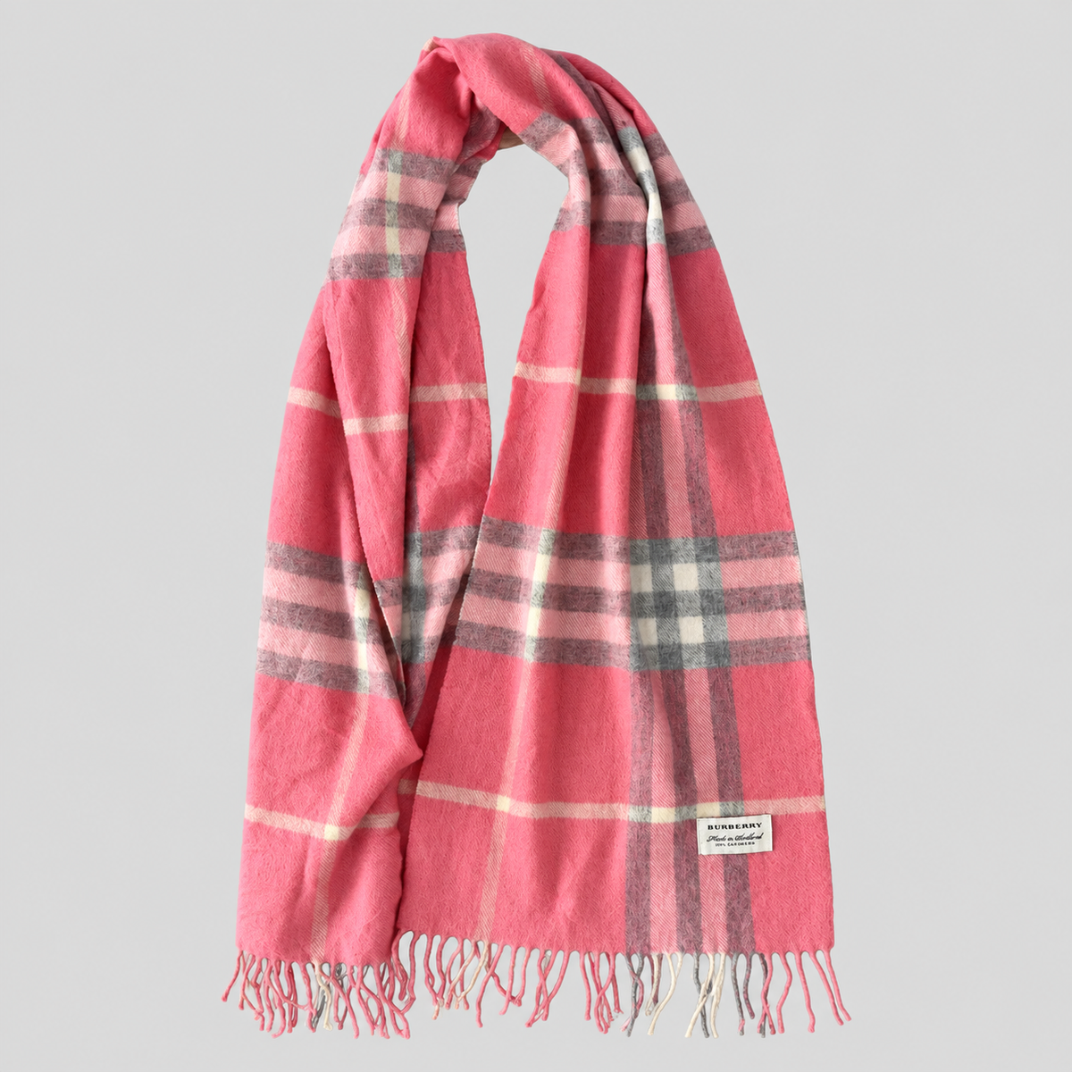 Vintage Burberry Schal Nr. 14 in Rosé Karo, ganz ausgebreitet