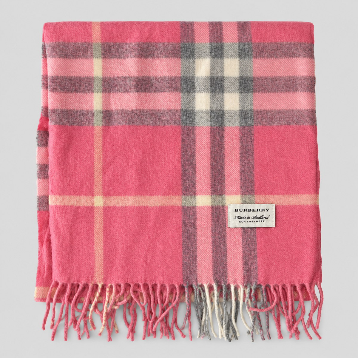 Burberry Schal Nr. 14 in Rosé Karo aus Kaschmir, zusammengelegt
