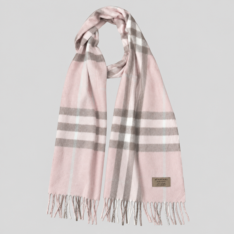 Vintage Burberry Schal Nr. 16 in Puderrosa Karo, ganz ausgebreitet