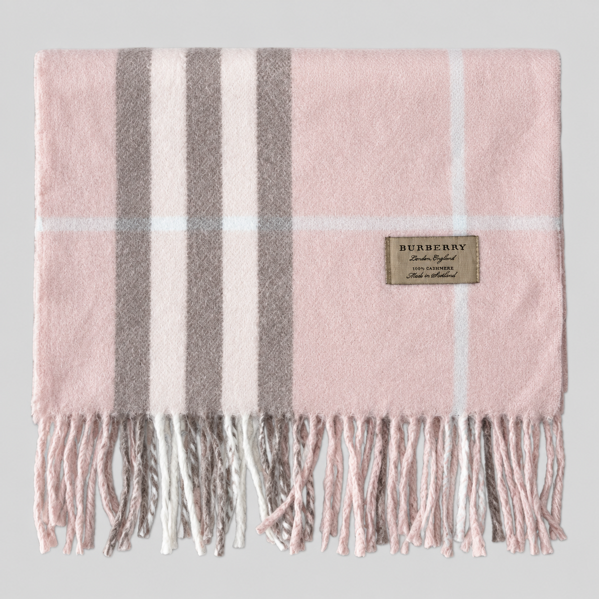 Burberry Schal Nr. 16 in Puderrosa Karo aus Kaschmir, zusammengelegt