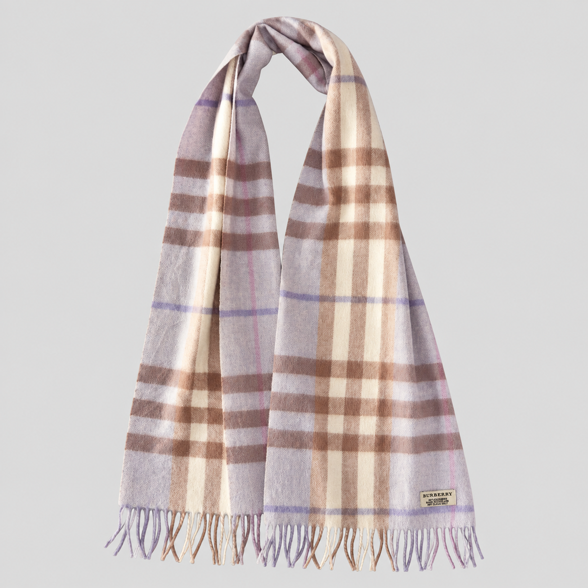 Vintage Burberry Schal Nr. 17 in Beige-Braun Karo, ganz ausgebreitet
