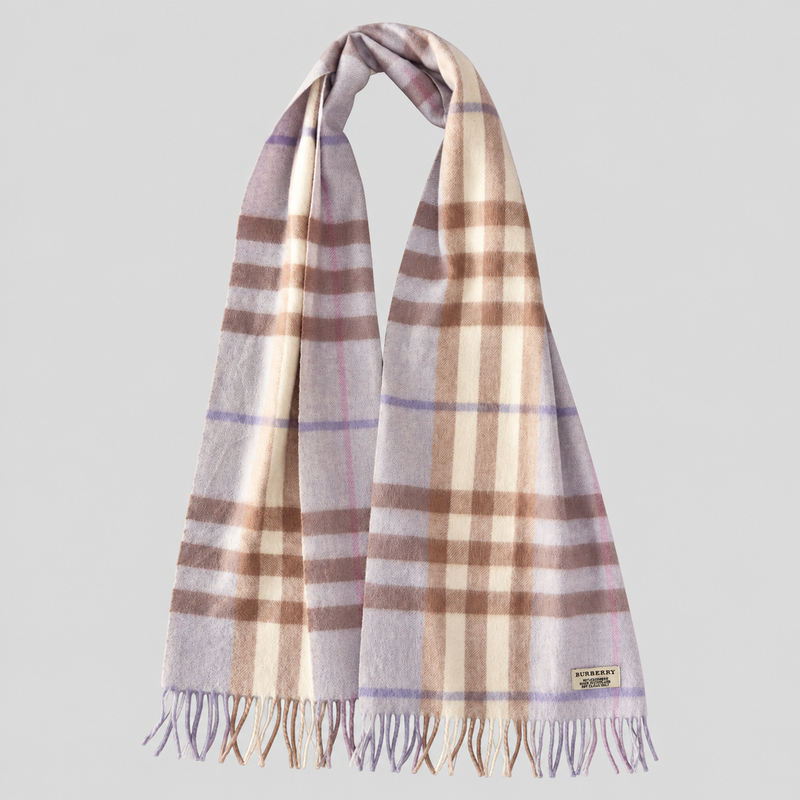 Vintage Burberry Schal Nr. 17 in Beige-Braun Karo, ganz ausgebreitet