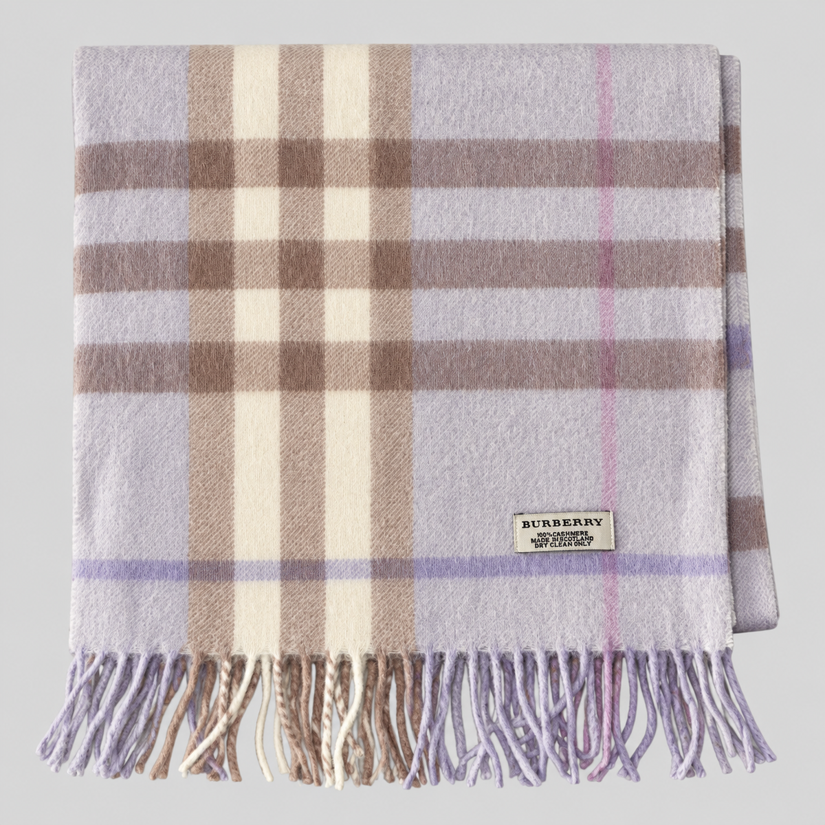 Burberry Schal Nr. 17 in Beige-Braun Karo aus Kaschmir, zusammengelegt