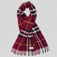 Vintage Burberry Schal Nr. 21 in Bordeaux Karo, ganz ausgebreitet