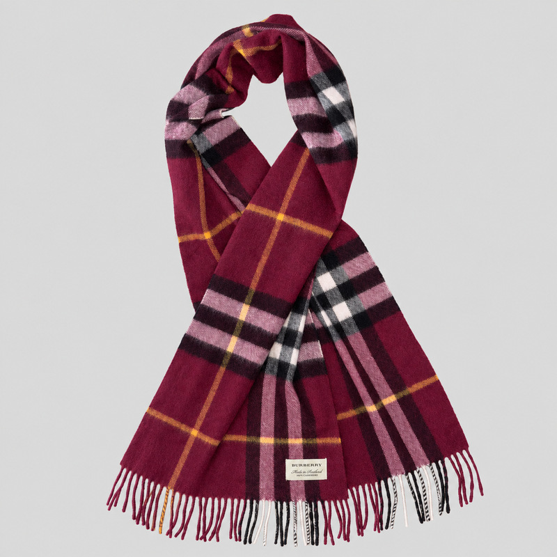 Vintage Burberry Schal Nr. 21 in Bordeaux Karo, ganz ausgebreitet