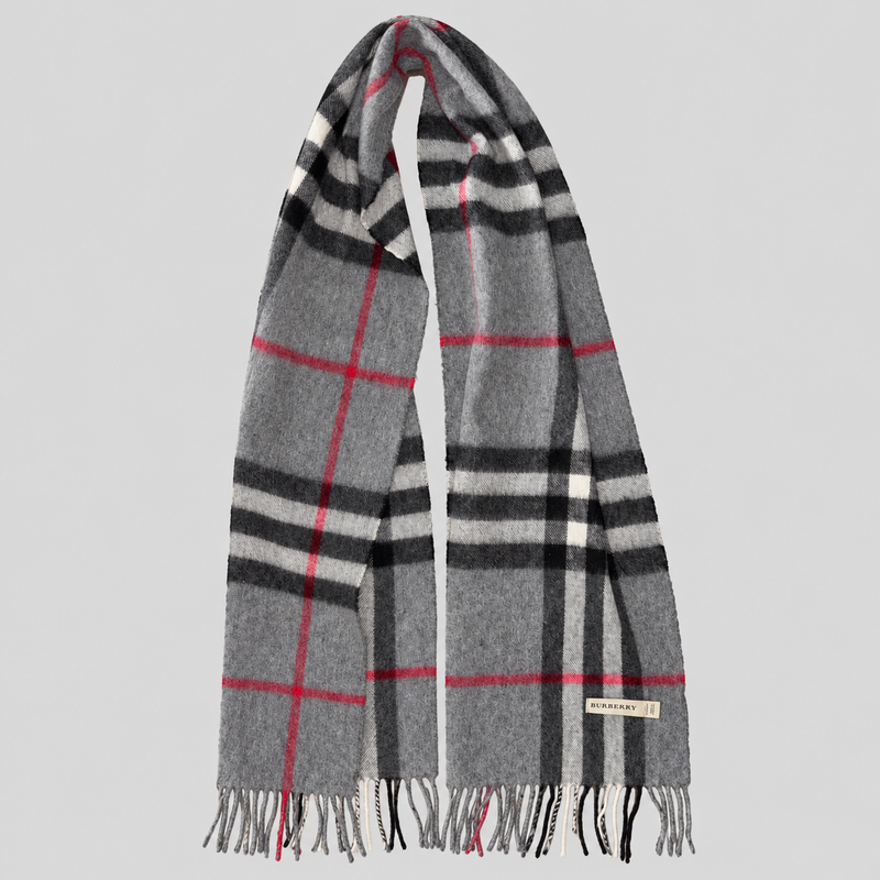 Vintage Burberry Schal Nr. 23 in Anthrazit Karo, ganz ausgebreitet