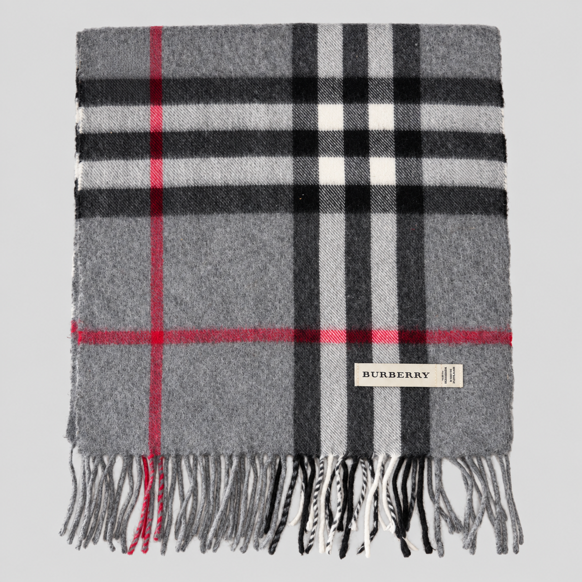 Burberry Schal Nr. 23 in Anthrazit Karo aus Kaschmir, zusammengelegt