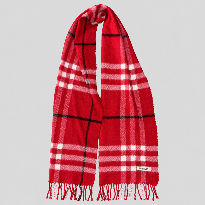 Vintage Burberry Schal Nr. 26 in Rot Karo, ganz ausgebreitet