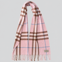 Vintage Burberry Schal Nr. 28 in Zartrosa-Braun Karo, ganz ausgebreitet